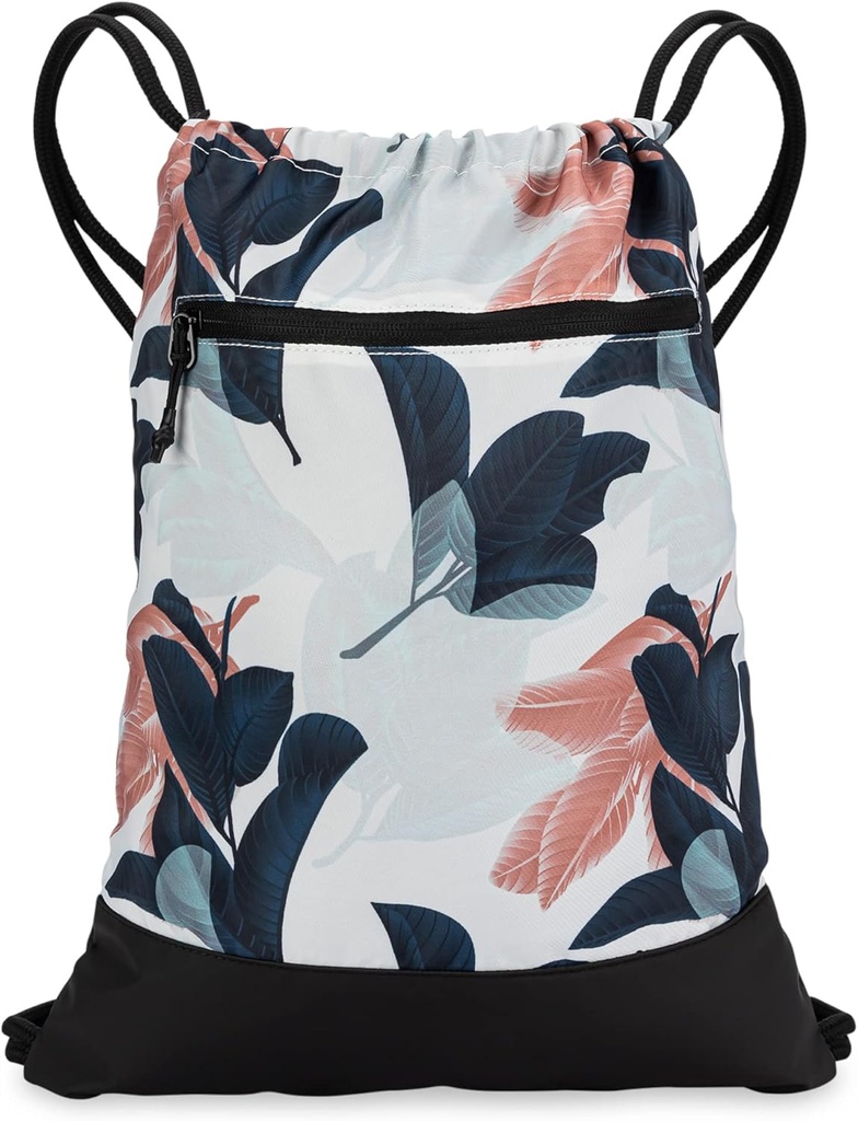 Bolsa de gimnasia para mujeres ← Durable Ligera Gym Cinch Mochila con diseños gráficos  Great for the Gym and Sports TEN Navy/Coral - Guava Leaves