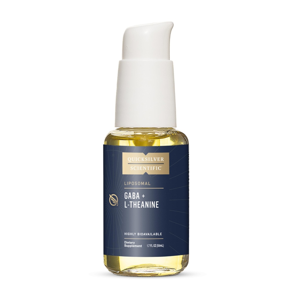 Quicksilver Scientific Liposomal GABA + L Theanine - Calm, Stress Response & Brain Support - Bioavailable GABA Supplement with L Theanine 100mg (1.7oz/50ml)