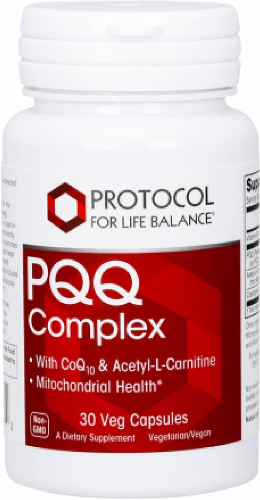 PROTOCOLO PARA LA VIDA BALANCE Complejo PQQ - Salud Mitocondrial - con CoQ10 &amp; L Carnitina - Vitamina B - Suplemento para Energía - 30 Capas de Veg