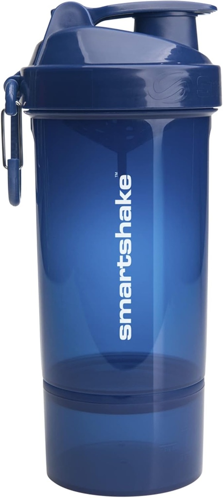 Smartshake O2GO ONE Plastic Protein Shaker Bottle 800 ml  durable 27 oz - Leakproof Screw-on Lid - BPA Gratis – Unisex - Navy Blue