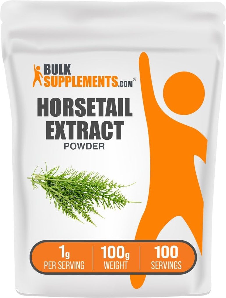 BulkSupplements.com Extract Powder - Horsetail Herb - Silica Supplements, Gluten Free, 1g por Serving, 100g (3.5 oz) (Pack of 1)