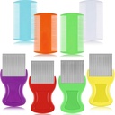 Maitys 8 piezas Flea Lice Combs Double Sided Lice and Nit Removal Hair Grooming Plastic and Metal Comb for Humans Pets(3.5 x 2 Inch, 3.54 x 1.57 Inch,Orange, Blue, Purple, White)