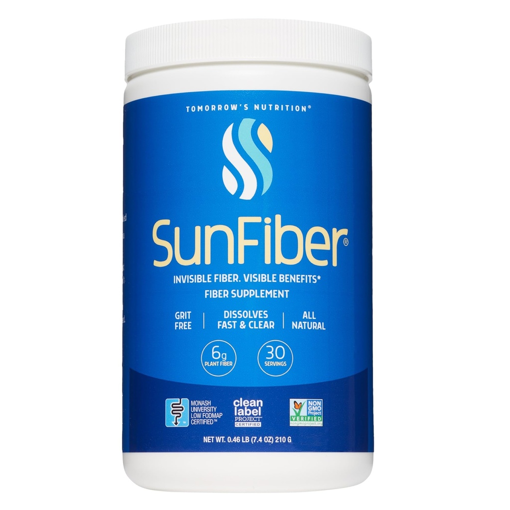 Nutrición de mañana, Sunfiber, Prebiótico Fiber Suplemento para Salud Digestiva, Bajo FODMAP, Libre de gluten, Desarrollado, 30 Servimientos