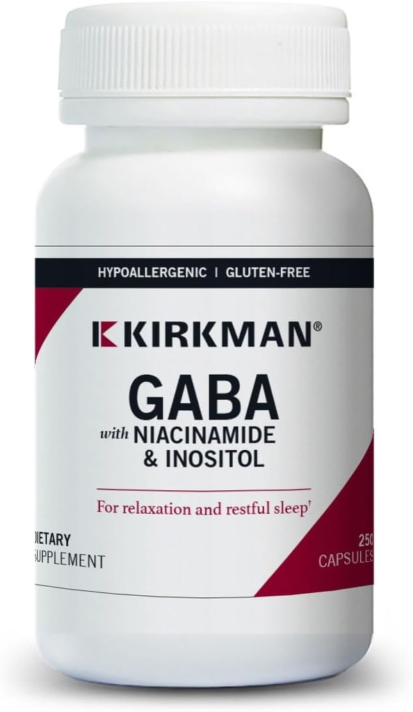 Kirkman - GABA con Niacinamide & Inositol - 250 cápsulas - Soportes Relajación - Apoyos Descanso sueño - hipoalergénico