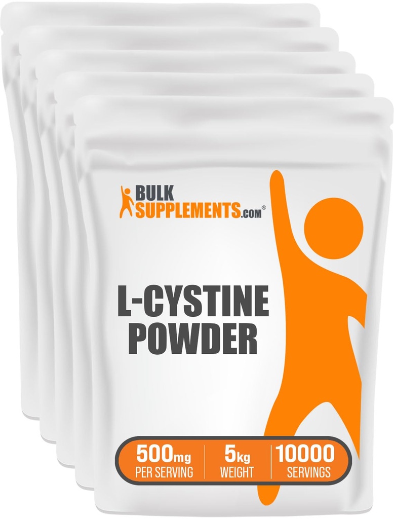 BulkSupplements.com L-Cystine Powder - L-Cystine 500mg, L-Cystine Supplement, Amino Acid Supplement - for Immune Support, Gluten Free, 500mg por Serving, 5kg (11 lbs) (Pack of 5)