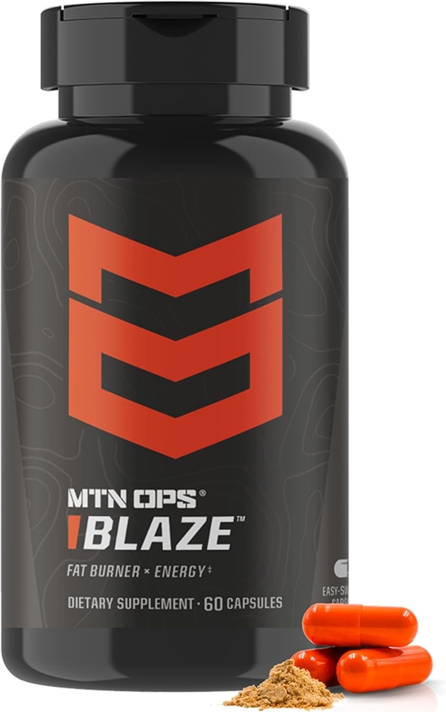 MTN OPS Blaze Fat Burner & Thermogenic Metabolism Booster for Weight Loss, 210 mg de Caffeine por Serving Caffeine Pills for Energy Boost, 30 Servings