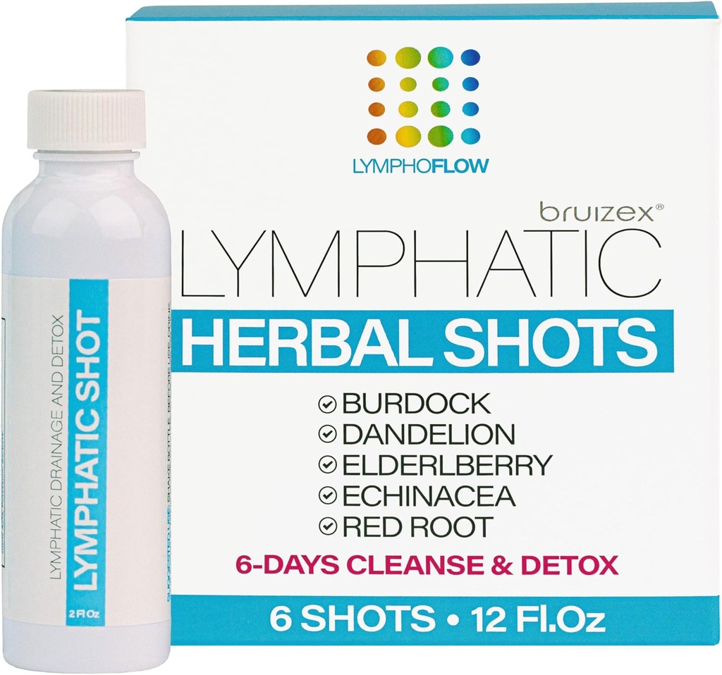 Zapatos de drenaje linfático, Supplment de bebida para la limpieza linfotica completa del cuerpo " Detox, Apoyo Lymphedema, Lipedema, " Recuperación de Liposucción, Masaje de correo " , 12 Oz Cada (6-Pack)
