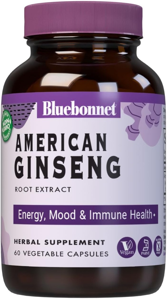 BlueBonnet American Ginseng Root Extract Suplemento, 60 Conde