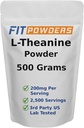 L-Theanine Powder 100% Puro, No-GMO, Vegan, Gluten suplemento de polvo Theanine Gratuito (Multiple Sizes) Mood and Cognitive, Stress Relief and Relaxation, Scoop Included (500 Grams)