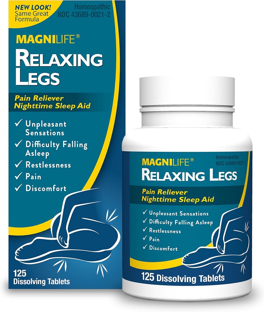 MagniLife Legs relajantes, piernas inquietos, ayuda natural para dormir y alivio del dolor, calmas Jerks, inquietud y molestias - 125 Tablas rápidas de consolación