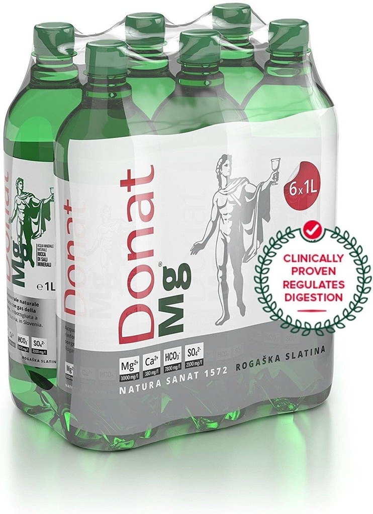 Agua de magnesio natural - 1000mg Magnesio en 1000ml ''Donat Mg' Bulk Pack 6x1L