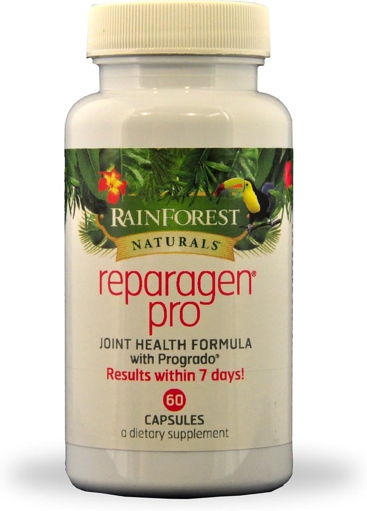 Rainforest Nutritionals Inc. Reparagen Pro 60 Capsules Producido clínicamente Fast Acting All Natural Joint Health Supplement