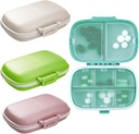 4PCS Travel Pill Organizer, 8 Compartments Portable Pill Case, Small Pill Box for Pocket Purse Portable Medicine Vitamin Container (Green+Blue+Pink+Beige)
