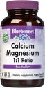 BlueBonnet Calcio Magnesio 1:1 Ratio Vegetarian Capsules, 180 Cuenta, Blanco
