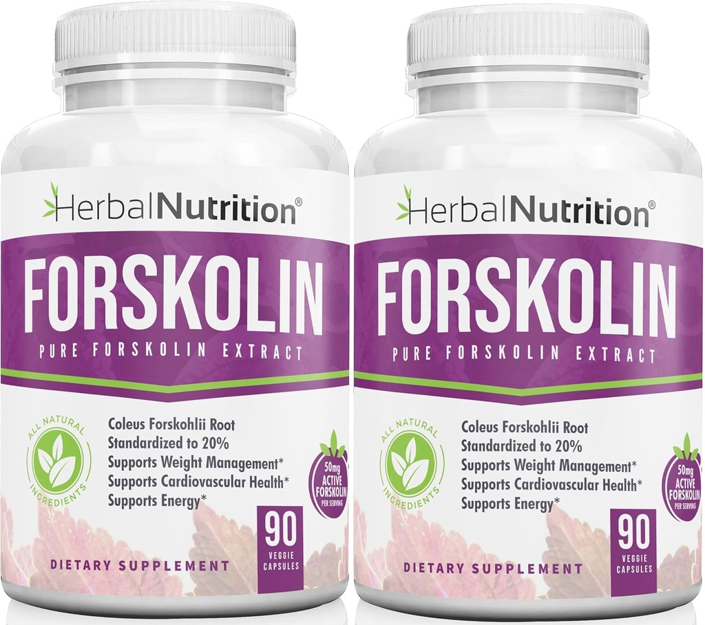 Forskolina para la pérdida de peso, 250mg-500mg Max Strength Forskolin Dos Botellas de cuenta 90, 20% Extracto de Forskolina pura, dieta ideal y atletas Fórmula!
