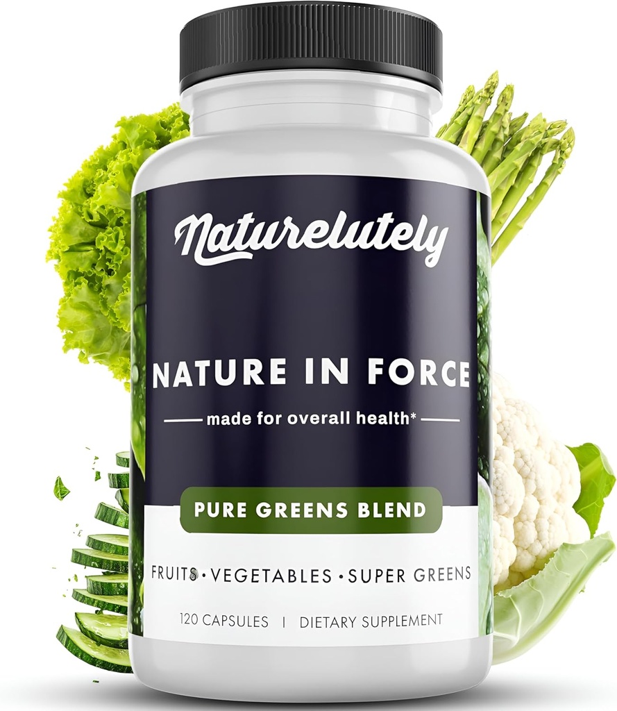 Naturaleza en Fuerza SuperGreens Capsules ← Todos Natural Vegetable y Frutas Superfood Powder Blend ← Immune Support Suplemento del Campo de Verdes latitud 120 Capsules/Bottle