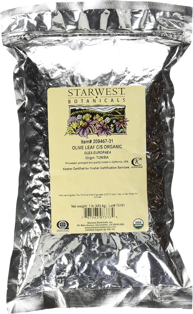 Starwest Botanicals Olive Leaf Cut y Sifted, 1 libra