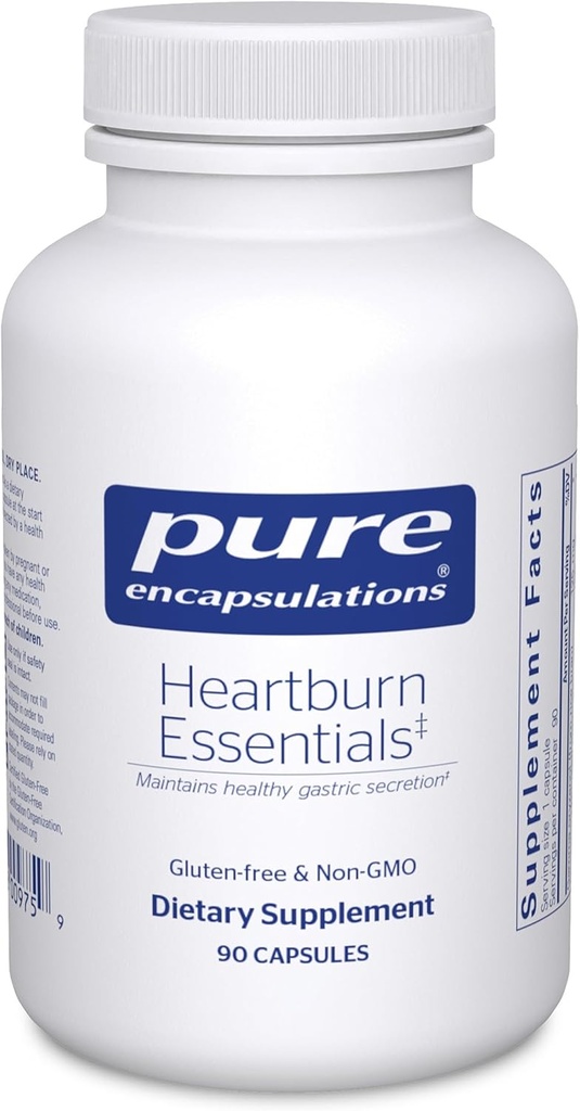Encapsulaciones puras Heartburn Essentials - Suplemento dietético ayuda a disminuir las probabilidades de acidez ocasional - con deslizante Elm Bark - 90 cápsulas