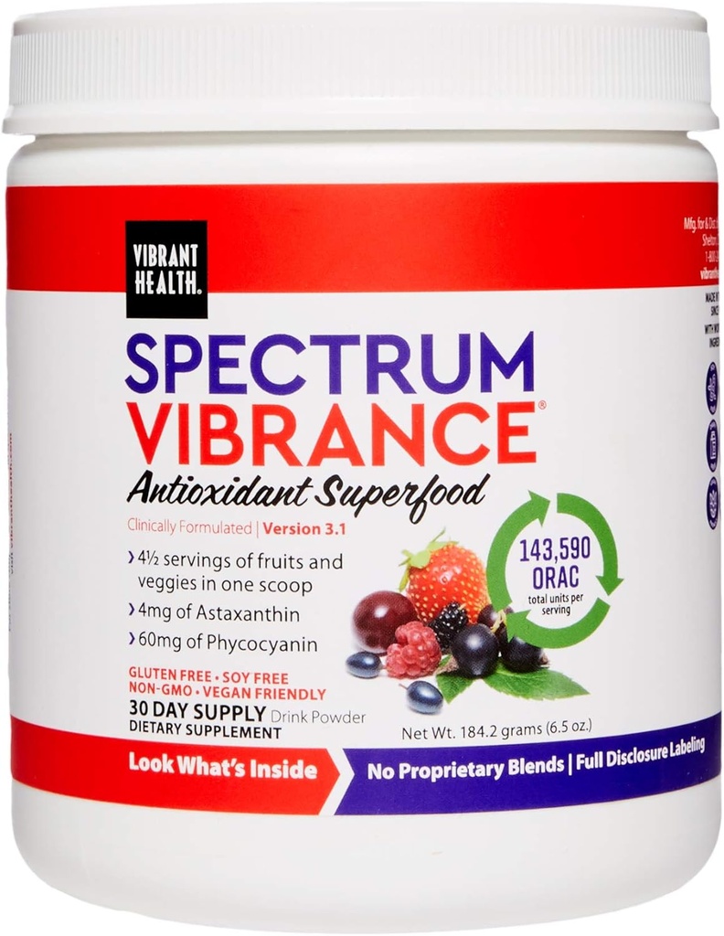 Vibrant Health, Espectrum Vibrance, Vegan Antioxidant Superfood Powder, 30 Servings (FFP)