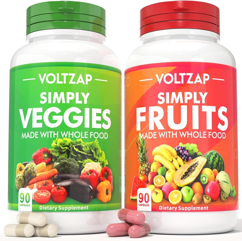 Suplementos de frutas y verduras Orgánica: 180 Cuenta con Superalimentos Frutas y verduras para hombres Mujeres Espejo de frutas y verduras para la salud diaria 2Pack