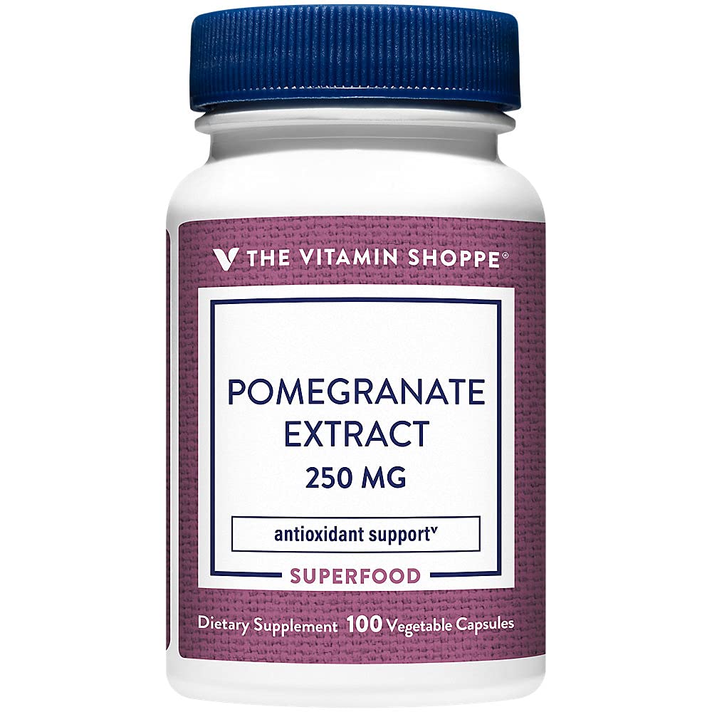 El extracto de granada de vitamina Shoppe 250MG, Antioxidante que soporta la salud celular, Superalimentos (100 cápsulas vegetales)
