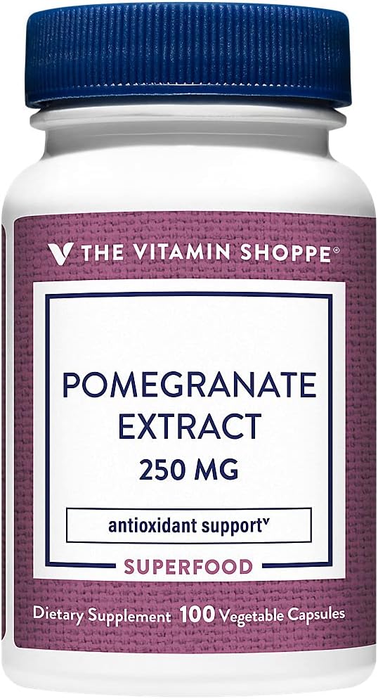 The Vitamin Shoppe Pomegranate Extract 250MG, Antioxidant That Supports Cellular Health, Superfood (100 Veggie Capsules)