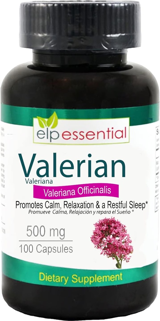 Cápsulas de raíz valeriana Suplemento de extracto de hierbas de 500 mg 100 pastillas