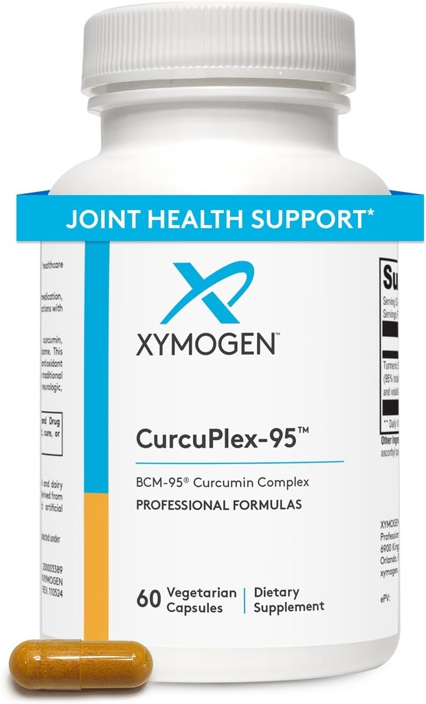 XYMOGEN CurcuPlex-95 - Suplementos de Curcumina Turmérica con Biodisponibilidad Mejorada - Suplemento de Apoyo al Cerebro diario (60 cápsulas de Turmérica Vegana)
