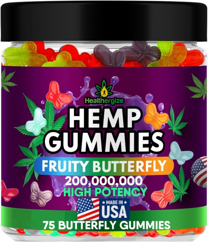 Ganchos de cáñamo Alto Potency Hemp Oil Infused, Ojeras de goma suave Edibles, Paz y Relajación, Serene Calm Bedtime, Omega 3 6 9- Made in USA
