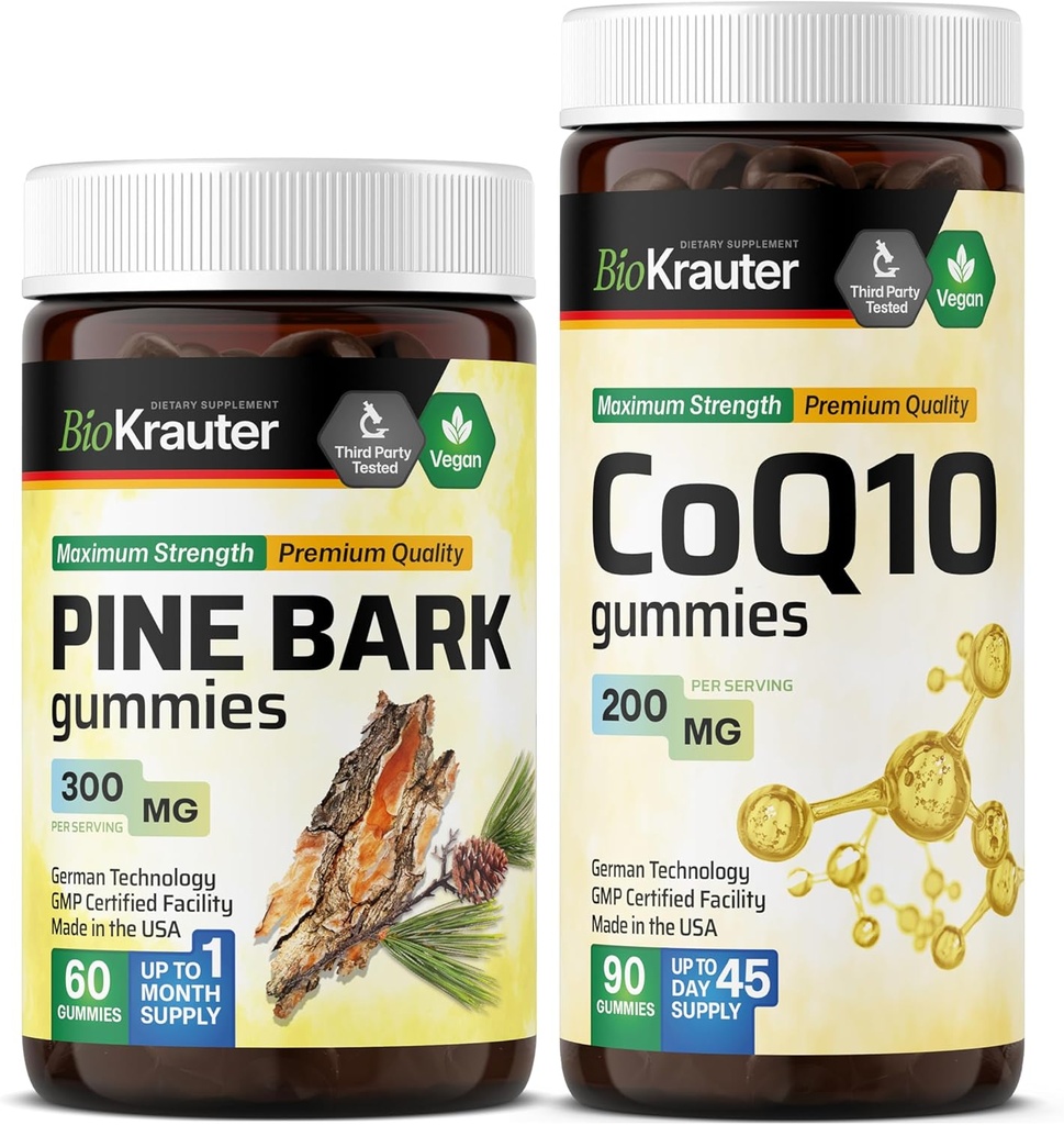 BIO KRAUTER Pine Bark 60 Gummies &amp; CoQ10 90 Gummies