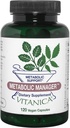 Vitanica Metabólica Manager - Suplemento herbal para apoyar la respuesta metabólica saludable - Suplemento dietético con vitamina D - Suplemento antioxidante vegano - Logo Pro - 120 cápsulas