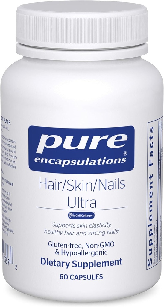 Pure Encapsulations Hair/Skin/Nails Ultra Advanced Beauty Supplement - Biotin & Collagen Supplement for Healthy Hair, Strong Nails & Youthful Skin Support* - 60 cápsulas