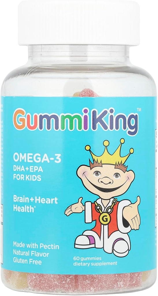 Gummi King DHA Omega-3 Supplement, Lemon/Orange/Strawberry, 60 Count