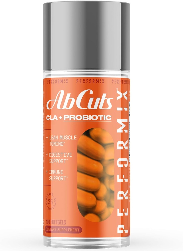 PERFORMIX - AbCuts CLA + Probióticos - Objetivos de Fitness - Apoyo Lean Muscle Growth & Gut Health - Energy & Endurance - Digestive Health Wellness - Women &amp; Men - 100 Soft Gels