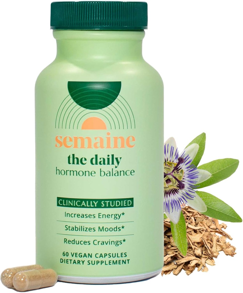 Saldo de hormonas diarias Semaine – Esquí más claro, Moods mejorados, Hormonas más profundas del sueño &amp; más feliz. Cápsula Vegan libre de hormonas, soporte multisíntoma (60 ct)