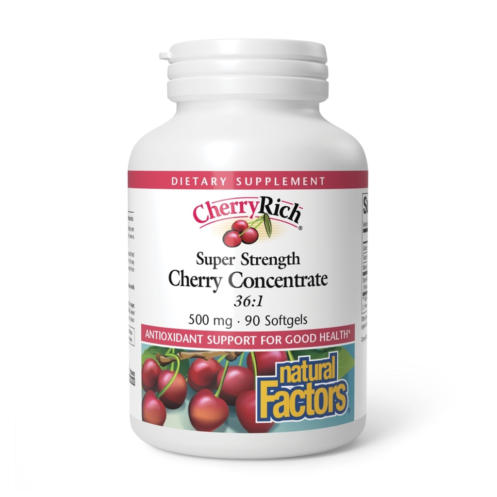 CherryRich by Natural Factors, Super Strength Cherry Concentrate, Antioxidant Support for Healthy Joints and Uric Acid Metabolism, 90 softgels (90 servings)