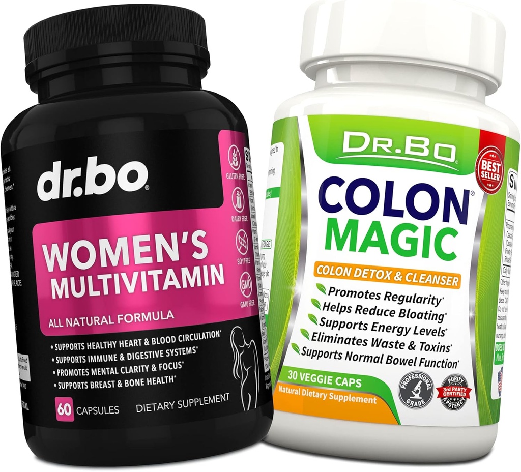Suplemento multivitamínico de mujeres - Fórmula desintoxicación de colon para limpieza digestiva intestinal - Mujeres Suplementos de vitaminas de energía Magnesium Plus Zinc - Suplemento de alivio del estreñimiento diario Gut, Belly
