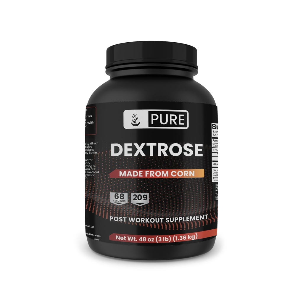 PURE ORIGINAL INGREDIENTES Dextrose, 3 lb, No Magnesio o Rice Fillers, Lab Verified