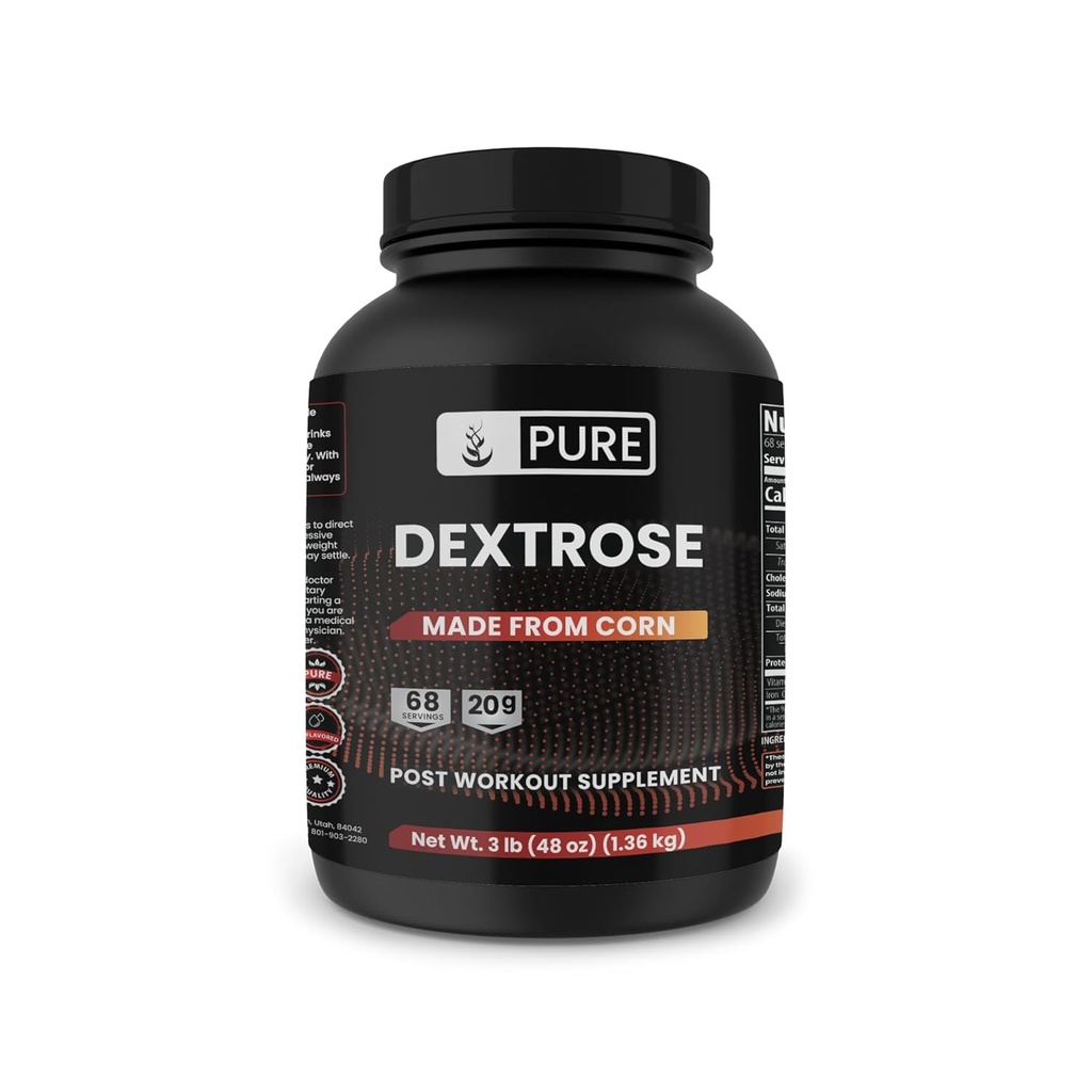 PURE ORIGINAL INGREDIENTS Dextrose, 3 lb, No Magnesium or Rice Fillers, Lab Verified