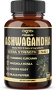 5in1 cápsulas de Ashwagandha Premium - Añadido Turmeric, Rhodiola Rosea, Ginger, Black Pepper - 180 caps para 6 meses