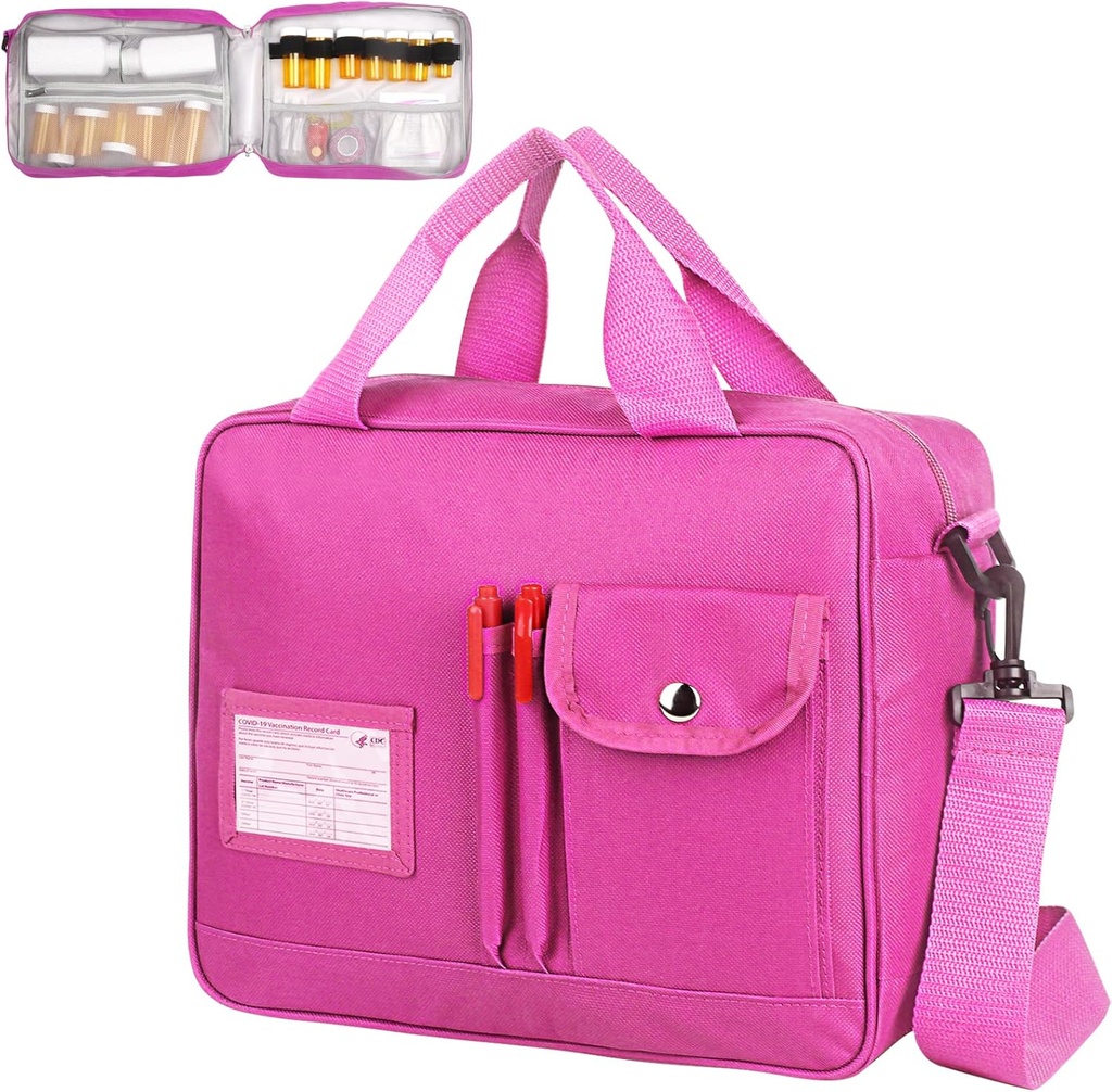 Pill Bottle Organizer Bag, Caja de caja y almacenamiento de gran pila de viaje, Transportador de píldoras para medicamentos, aceite de pescado, suministros médicos (Pink)