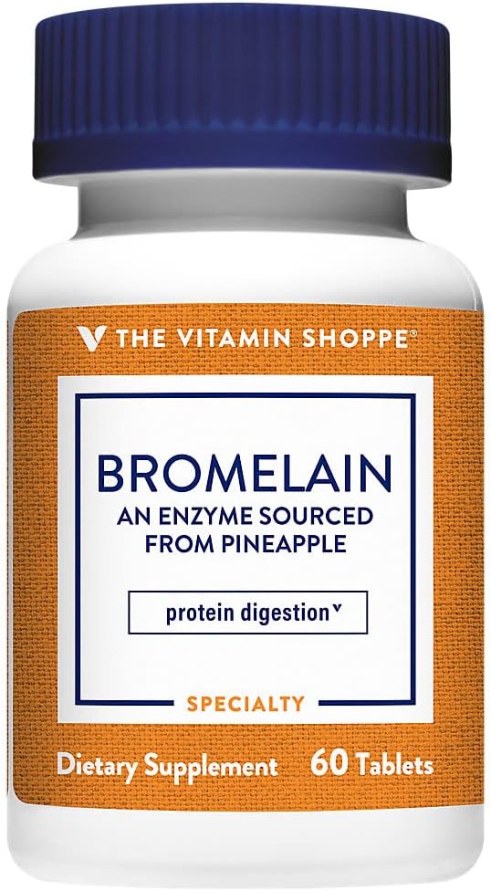 La bromelaina de vitamina Shoppe 500MG & 2,000 GDU, soporta la digestión de proteínas " Absorción, enzima procedente de las piñadas (60 cápsulas)