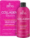 Zena Liquid Collagen + Biotin: 2500mg Collagen, 5000mcg Biotin, Verisol Fórmula Silencioso, Skin, Nail &amp; Joint Support ← Non-GMO, Mixed Berry Flavor TEN 90 Servings