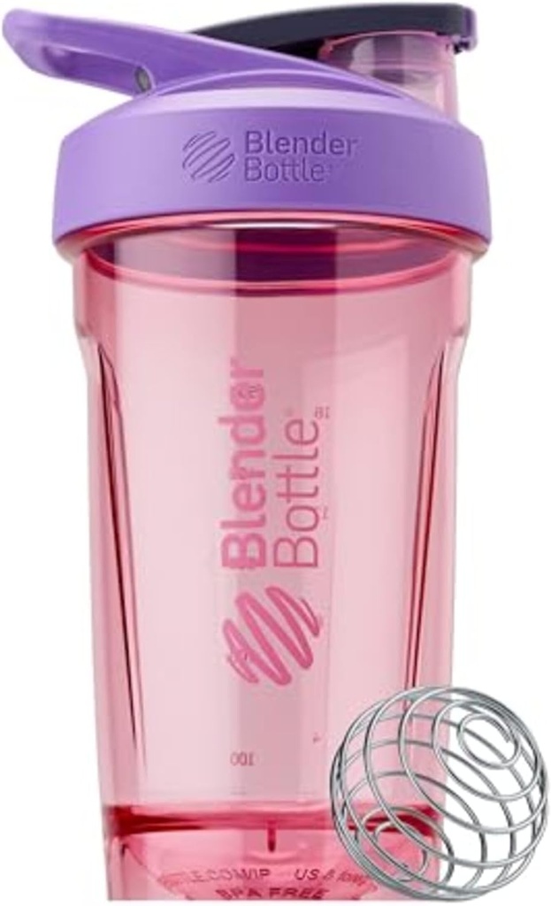 BlenderBottle Sport Shaker Bottle with Wire Whisk, 24-Ounce, Purple – Protein Shakes & Hydration for Athletes & Fitness Enthusiasts, Easy Mixing, Durable & Lightweight, Lockable Lid