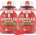 Complejo de vitamina B Gummies, Vitamina Vegana B Gummies con 2000 mcg Methyl B12, Metil Folate tención Plus Choline + Inositol, Vitamina C + Zinc para soportes Energía, Mood, Immune, Pelo sano, Piel - 120 Cts
