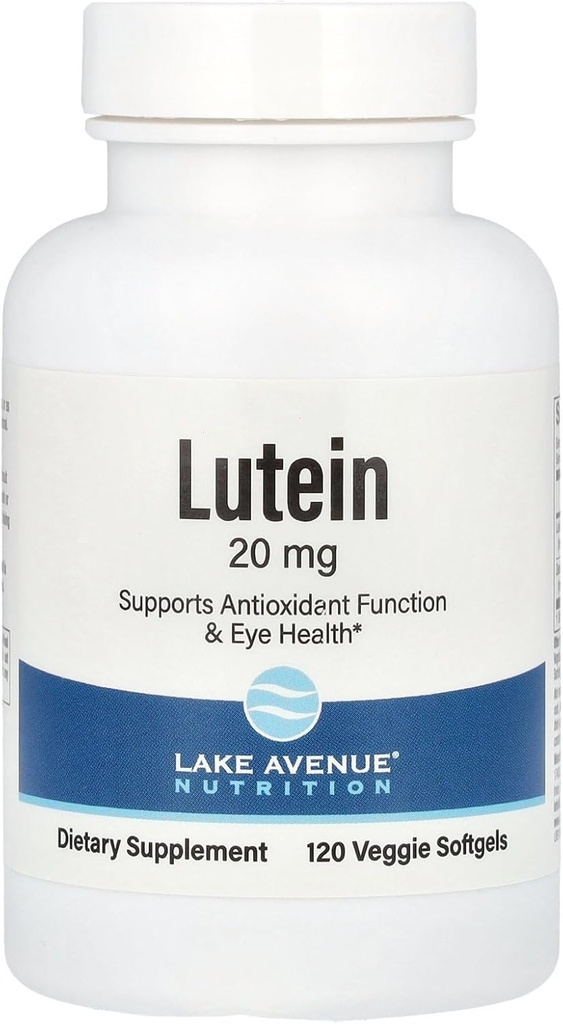 Lake Avenue Lutein - con Lutein " Zeaxanthin de Marigold Extract - Apoya Actividad Antioxidante " Salud Ocular - Vegetariana Friendly, Non-GMO - 20 mg - 120 Veggie Softgels