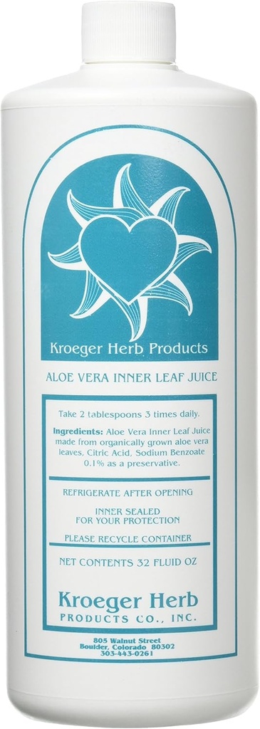 Kroeger Herb Aloe Vera Gel, hoja interior, 32 onnce
