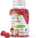 Viteey Vitamina B12 para Gummies Infantiles, 1000mcg - Metabolismo, Energía Natural - Vegan, Gelatin Gratis, Gluten Gratis, GMO Gratis - Tasty Chewable B12 Raspberry Flavored Gummy