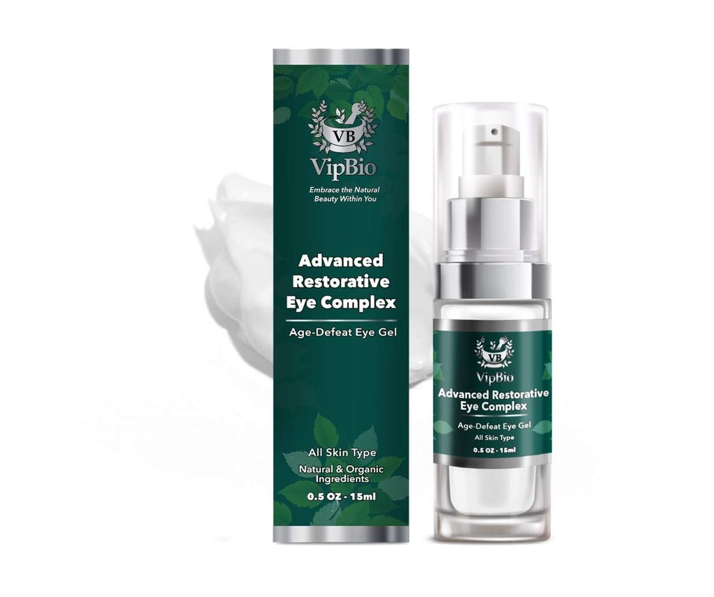 VipBio Organic Advanced Restorative Eye Complex Anti-aging Eye Gel for Dark Circles and Puffiness 0.5 fl. oz.