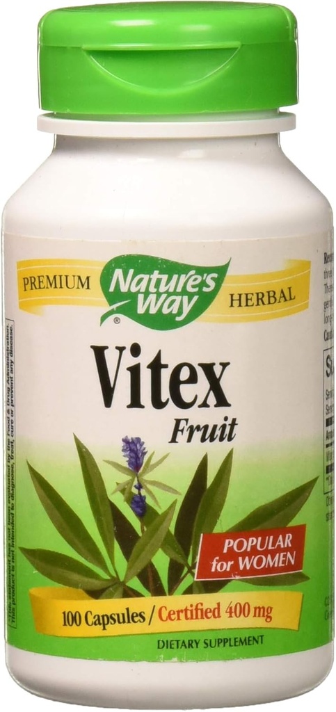 Camino de la Naturaleza Vitex Fruit 400 miligramos, 100 cápsulas vegetarianas. Paquete de 1 botella